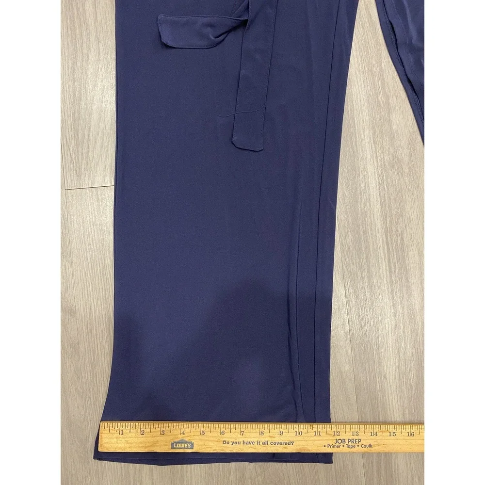 Chaus Womens Performance Stretch Wide Leg Belted Pants XL‎ Navy Blue New NWT $59